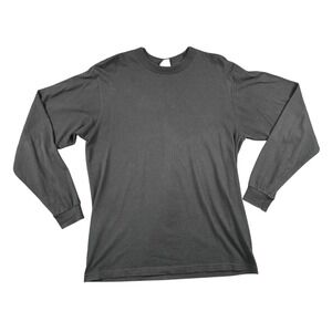 Shaka Active Mens Long Sleeve T-Shirt Black Soft Spun Cotton Crew Neck Large